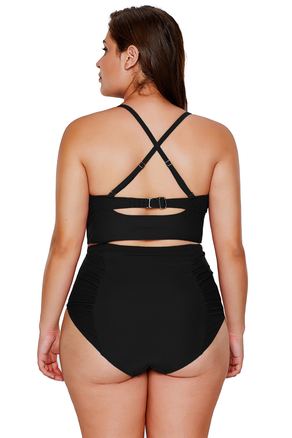 Strappy Neck Detail High Waist Swimsuit