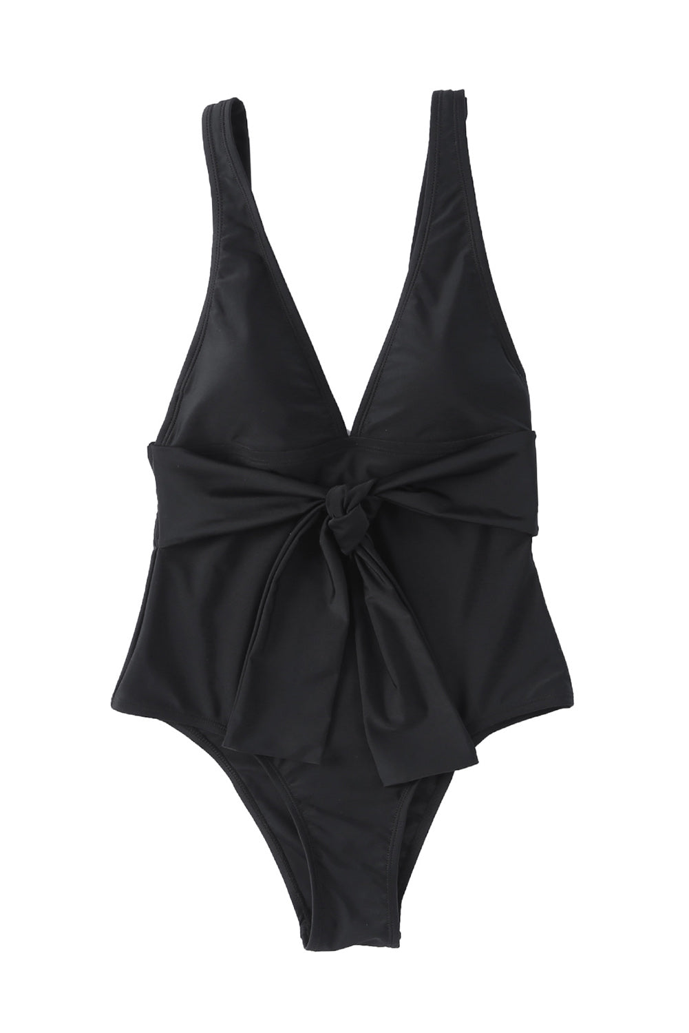 Deep V Neck Tie Waist One-piece Swimsuit