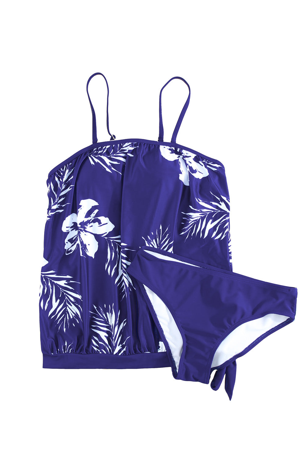 Floral Pattern Strapless Tankini Set