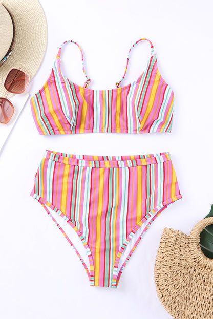 Stripe High Waist Stripe Bikini Set