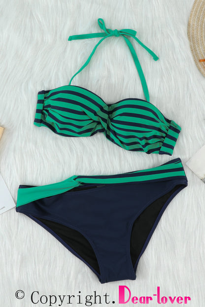 Halter Bandeau Striped Bikini