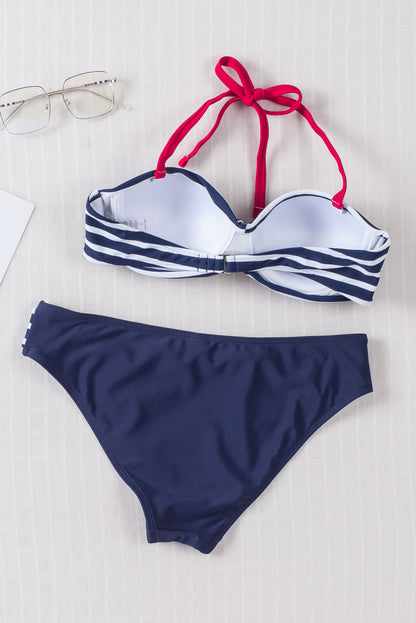 Halter Bandeau Striped Bikini