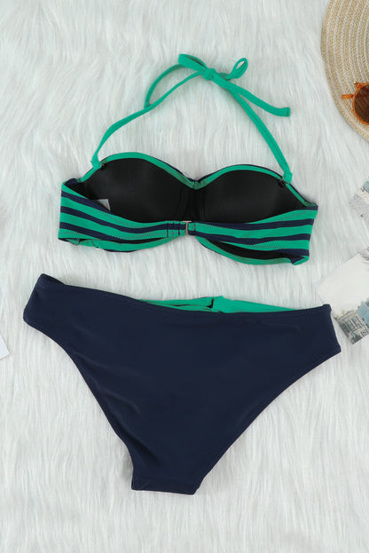 Halter Bandeau Striped Bikini