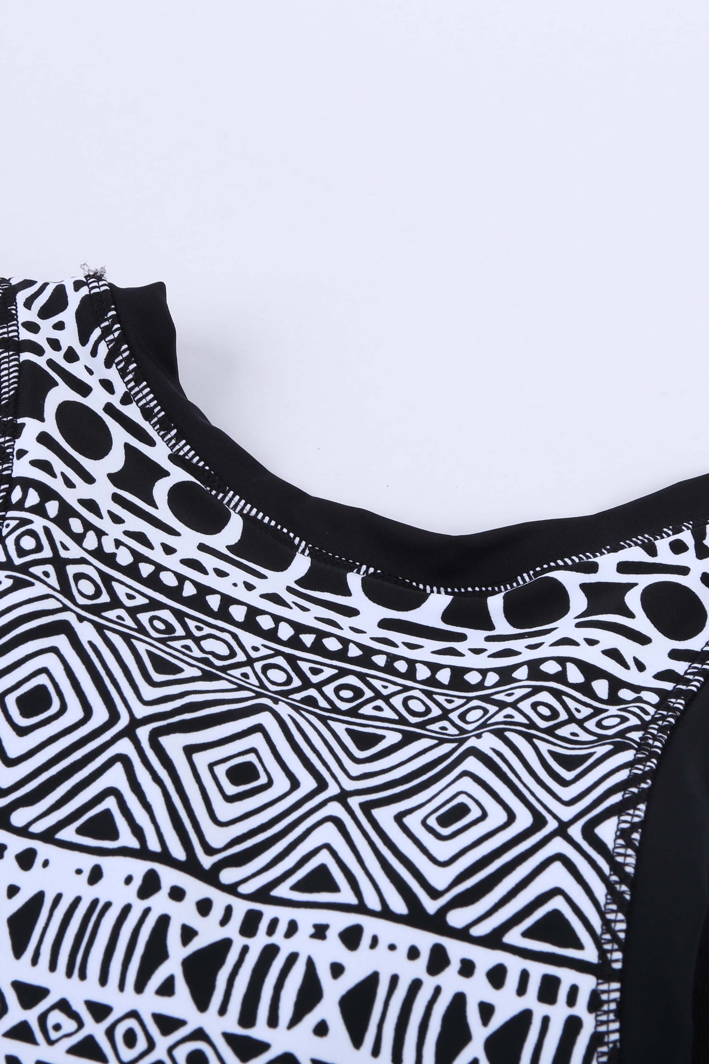 Ethnic Print High Neck Strappy Tankini