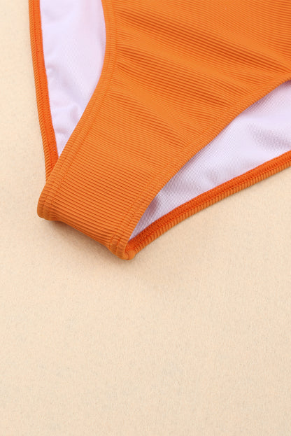 Color Block Spaghetti Strap High Waist Bikini Swimsuit