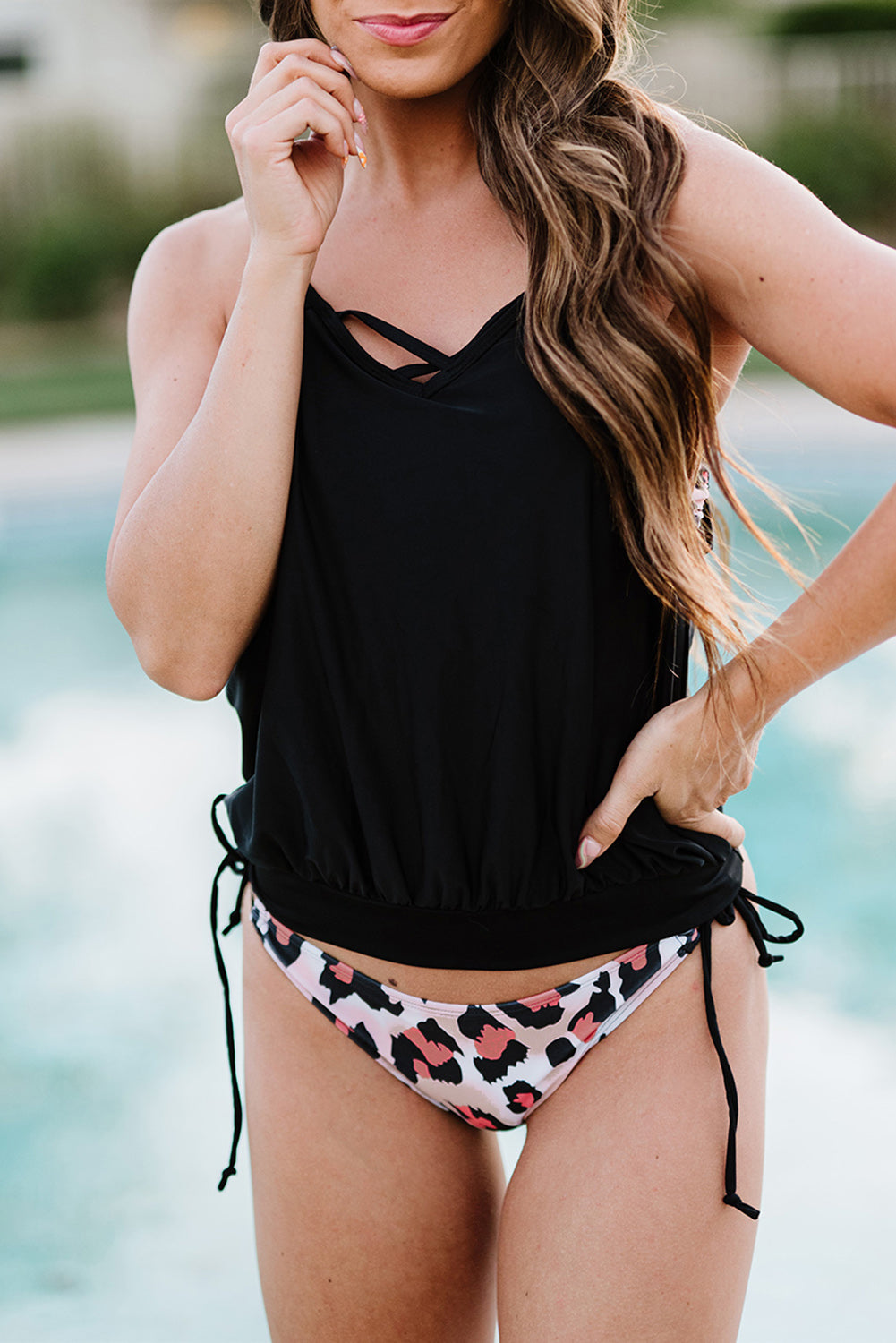 Tankini with Stripes Patchwork