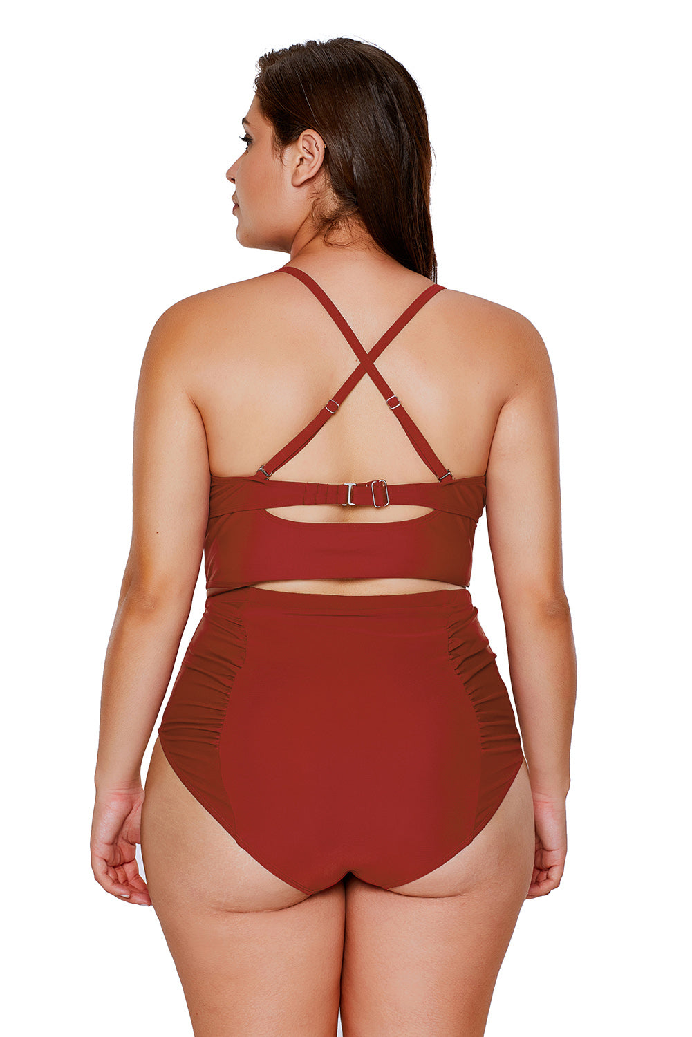 Strappy Neck Detail High Waist Swimsuit