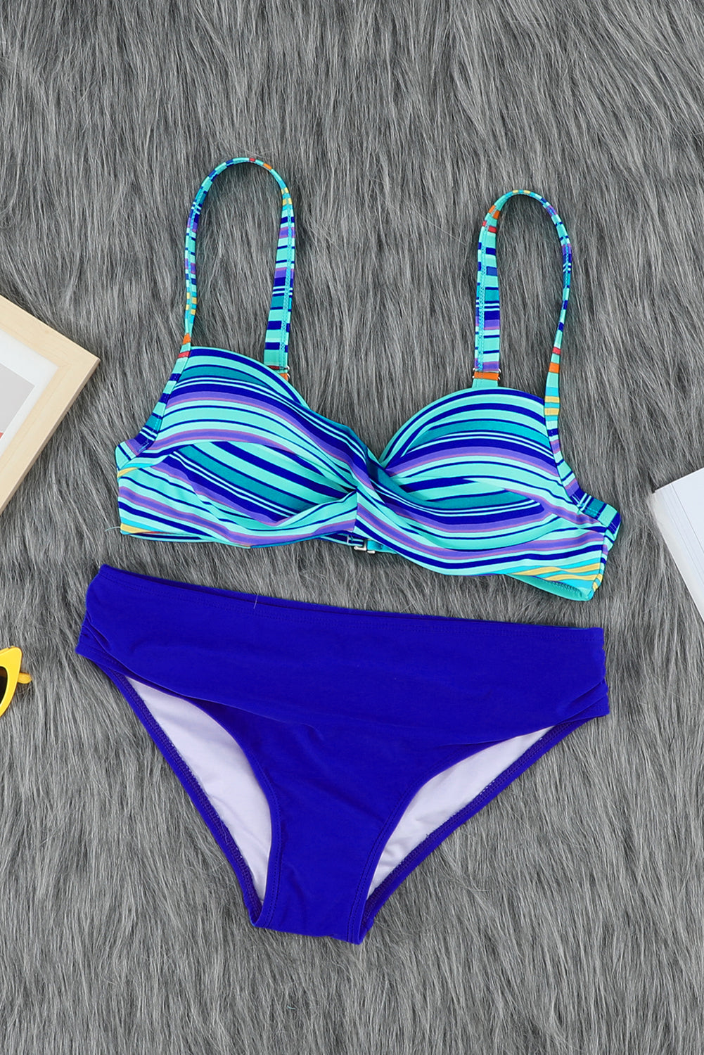 Twisted Bust Striped Bikini Set