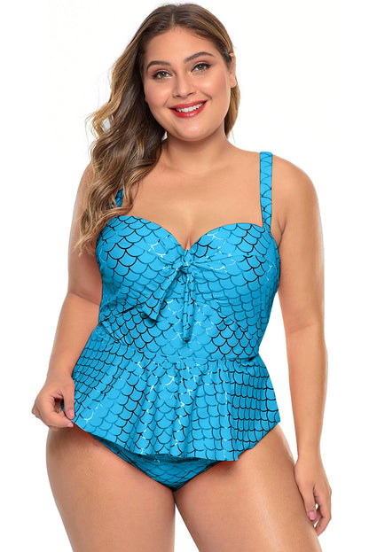 Plus Size Halter Neck Peplum Tankini