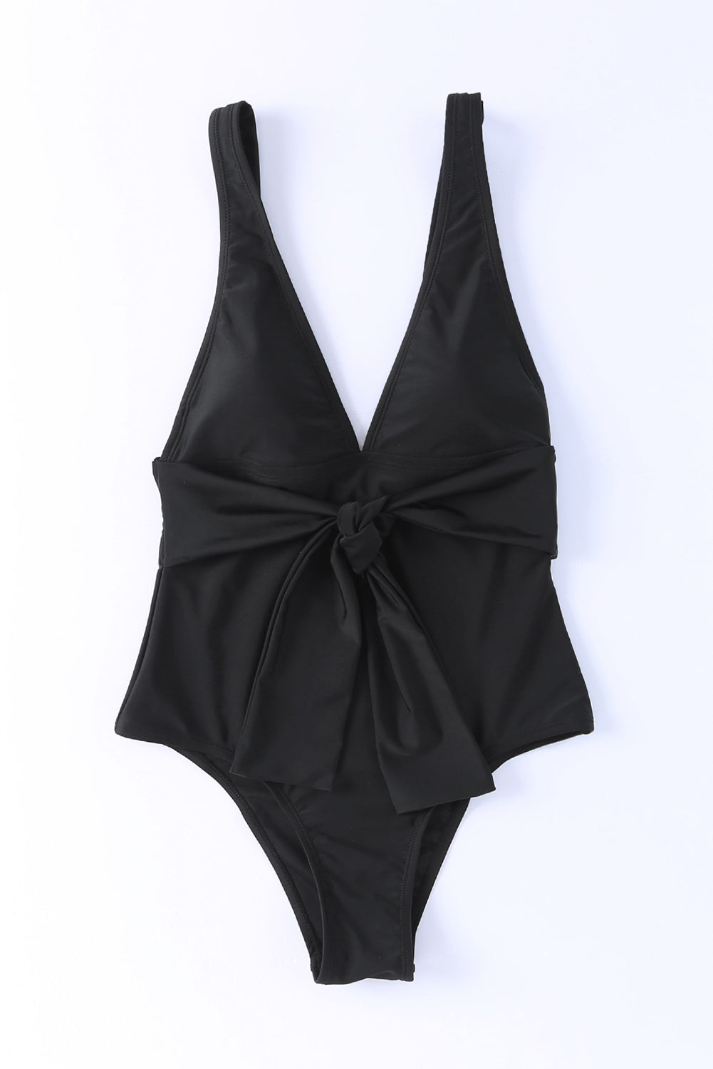 Deep V Neck Tie Waist One-piece Swimsuit