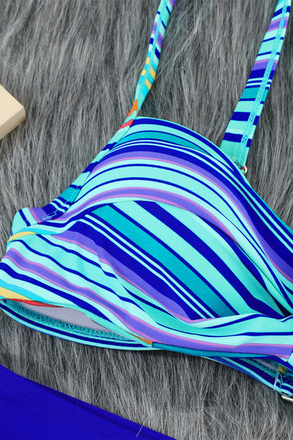 Twisted Bust Striped Bikini Set