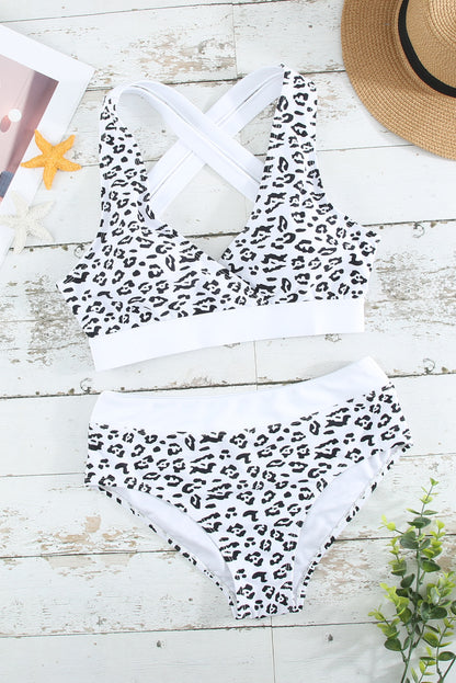 Leopard Print Criss Cross Bikini Set