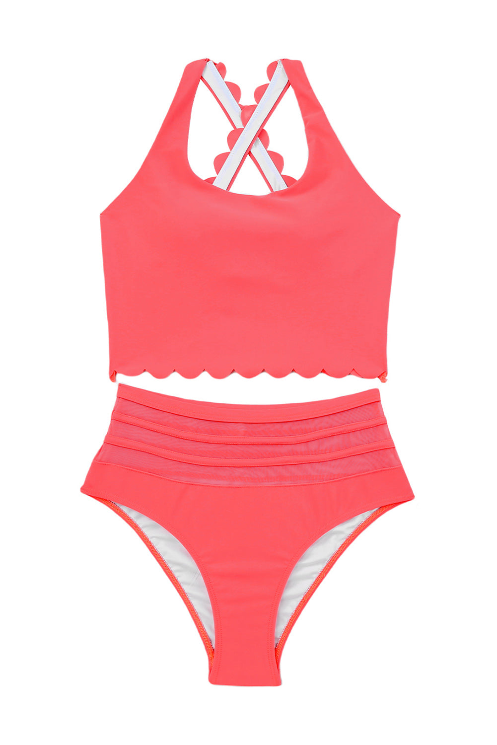 Scalloped Criss Cross High Waist Bikini