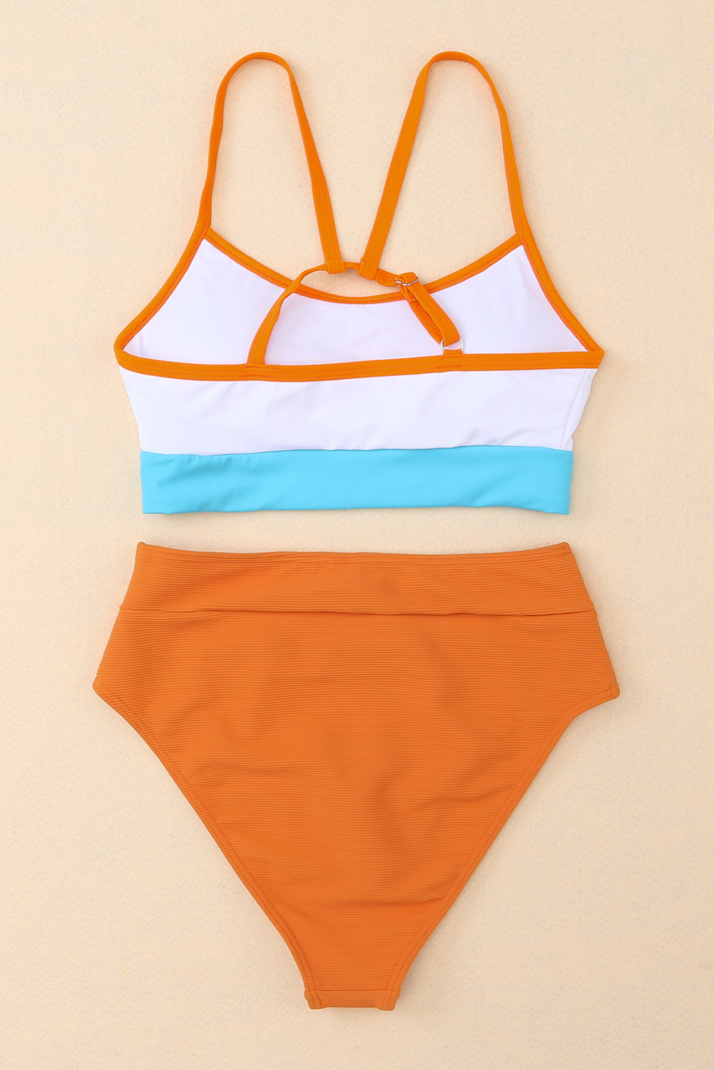 Color Block Spaghetti Strap High Waist Bikini Swimsuit