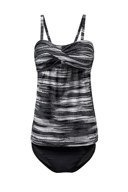 Tie Dye Striped Tummy Control Tankini