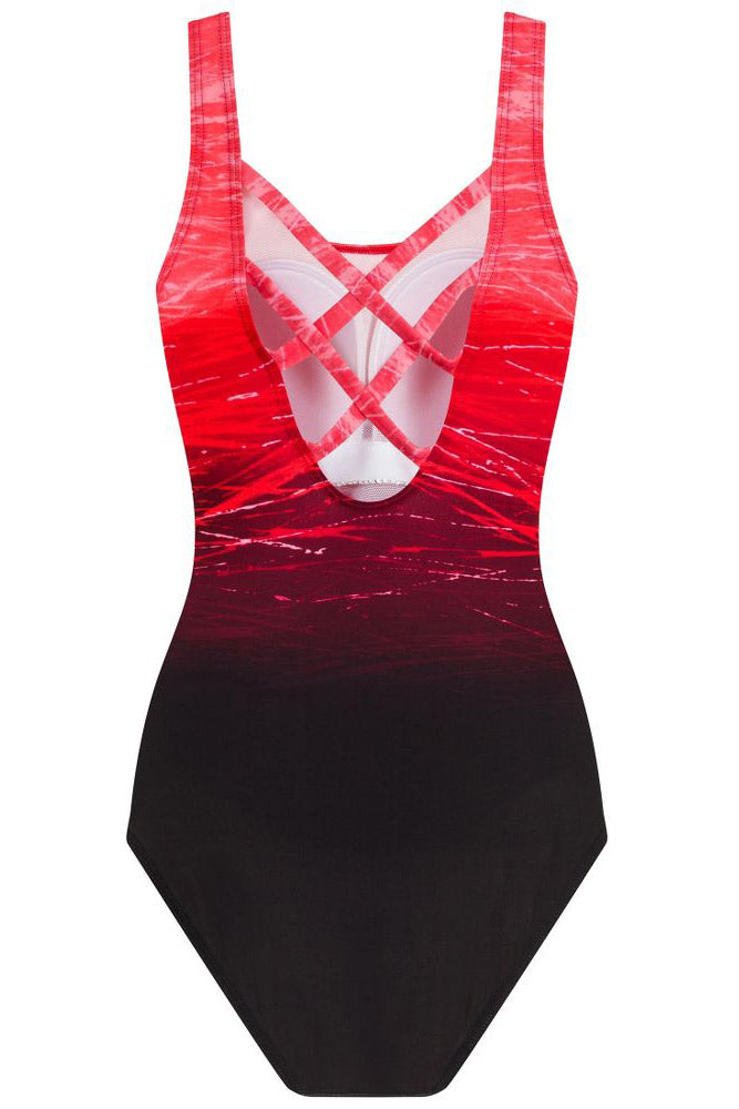 Gradient Criss Cross Back One Piece Swimsuit