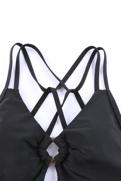 O-ring Decor Hollowed Strappy One Piece Swimsuit