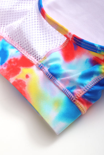 Multicolor Tie-dye Racerback Tank and Shorts Swimwear